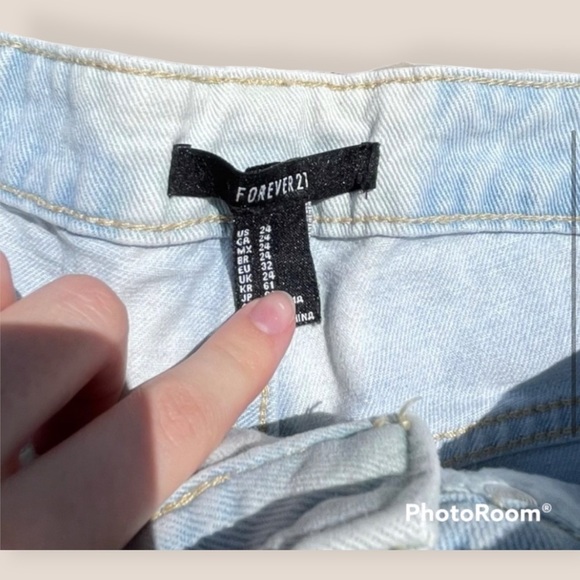 FOREVER 21 Light Wash Denim Distressed Sequins Festival Long Bermuda Jean Shorts - Picture 4 of 8